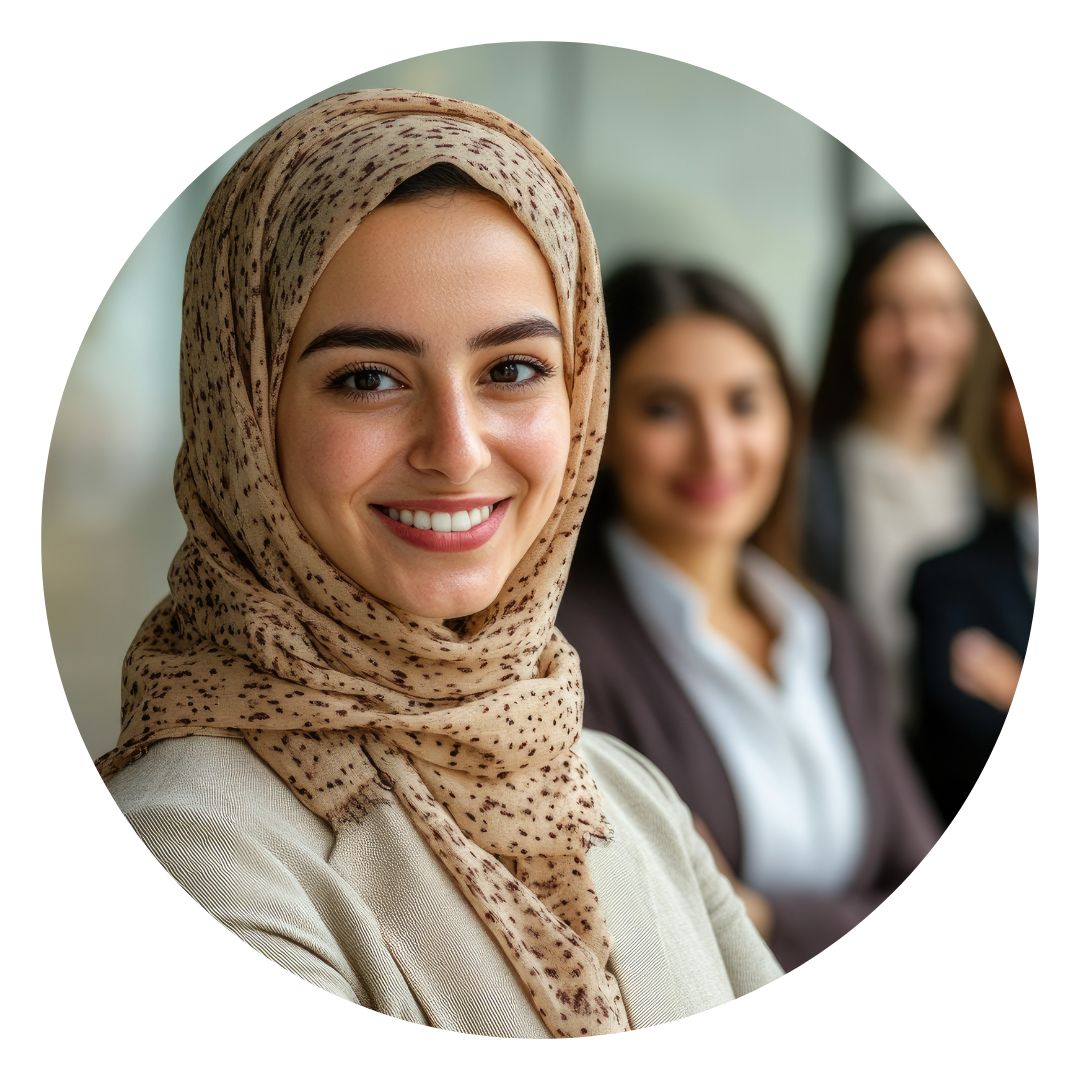 Frauen aus Integrationskursen: Im Vordergrund eine junge Muslima